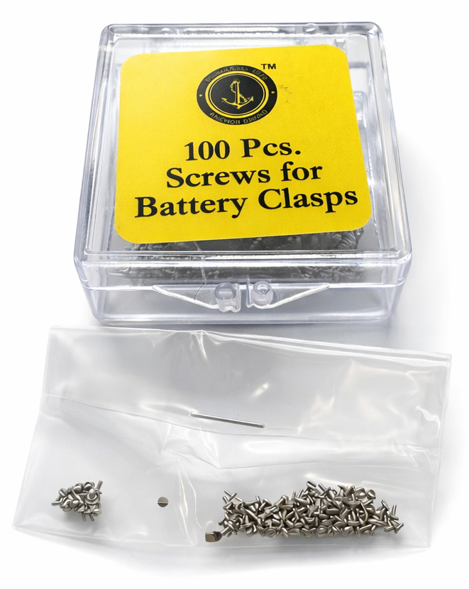 Watch battery clamp screws, view 3