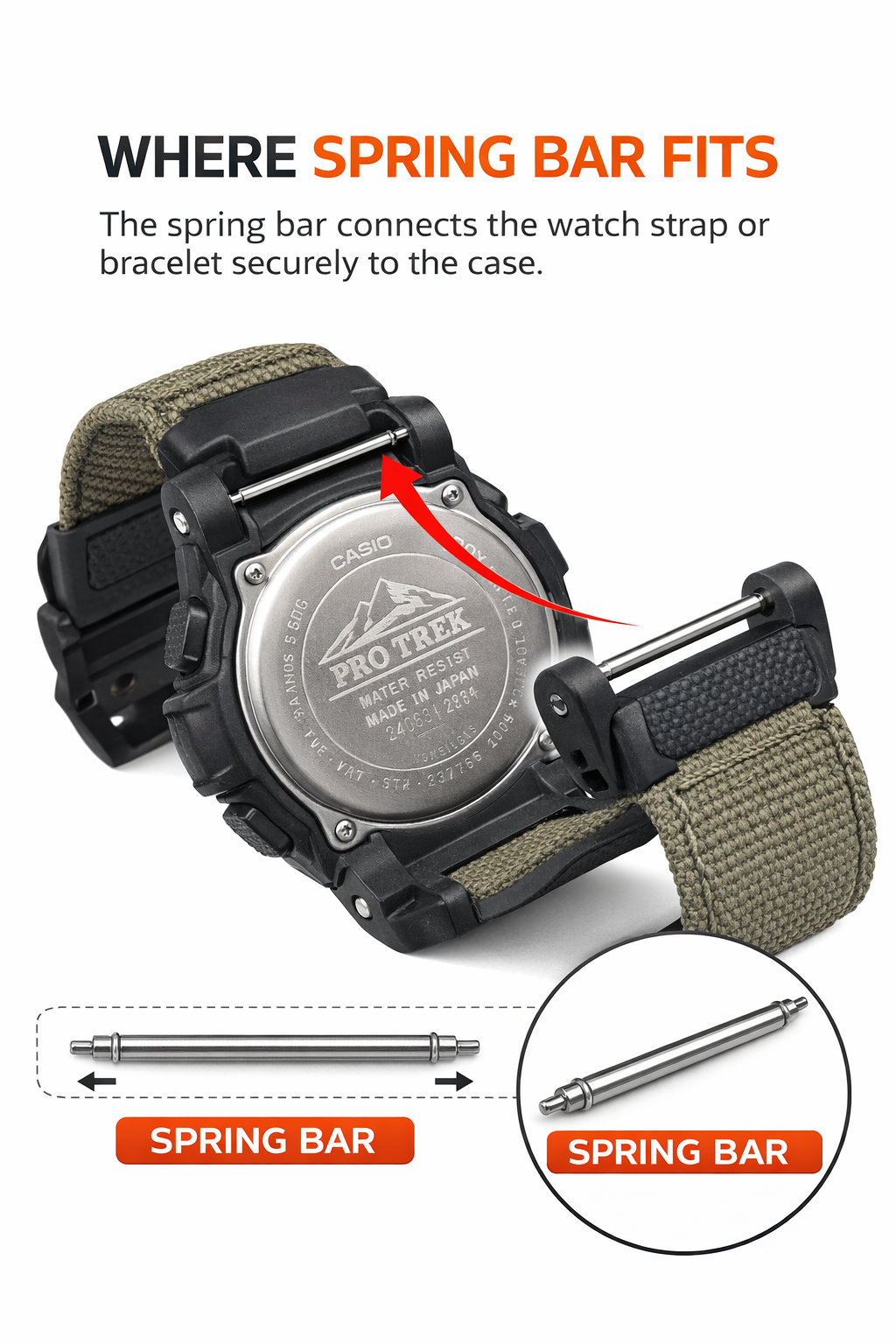 Genuine Casio spring bar 10078210 watch strap connector pin