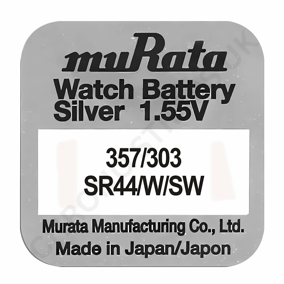 Murata 303 / 357 / SR44W / SR44SW Silver Oxide Watch Battery | Chrono Straps UK