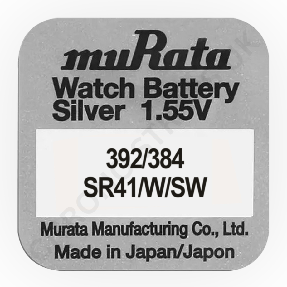 Murata 392 / 384 / SR41W / SR41SW Silver Oxide Watch Battery | Chrono Straps UK