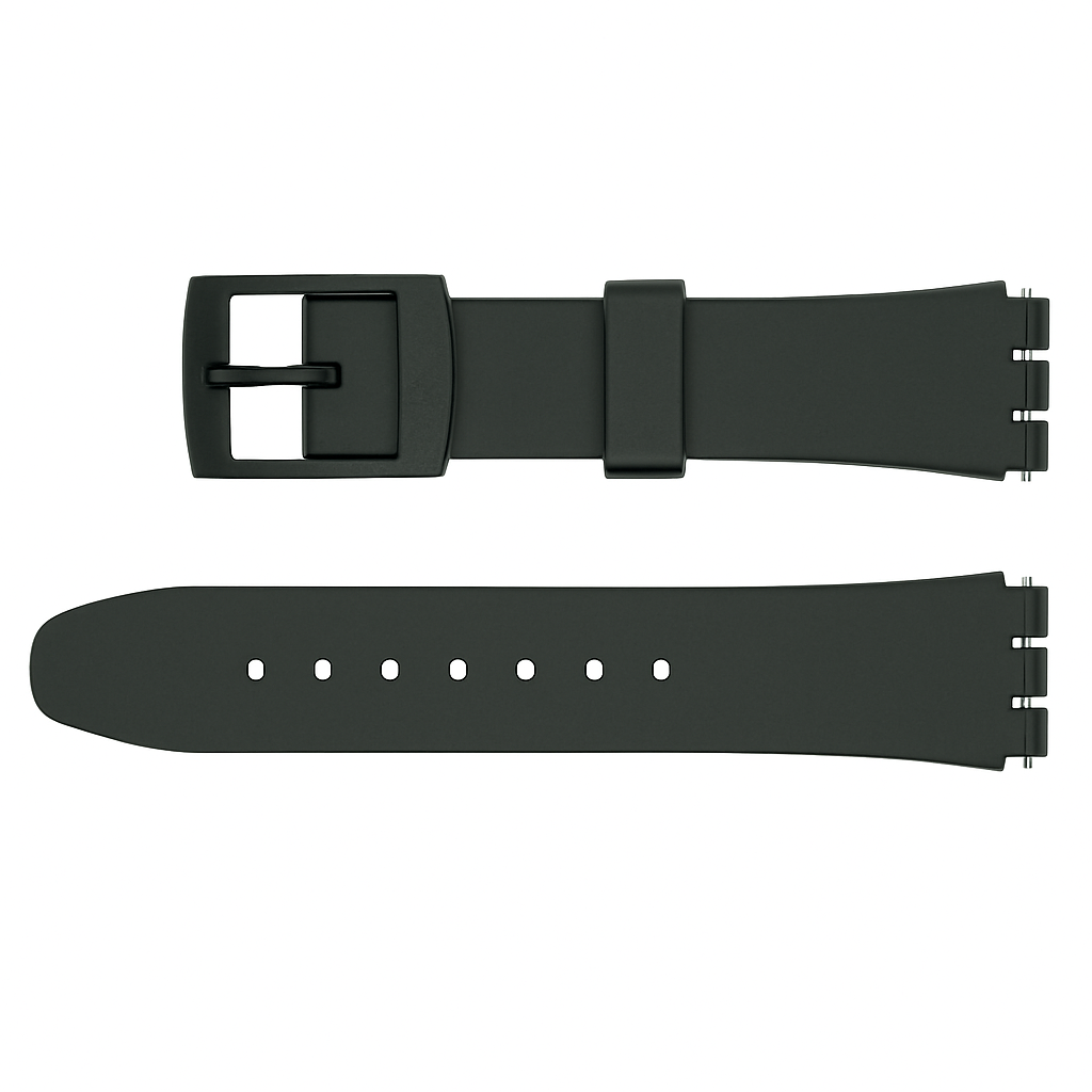 17mm Swatch Compatible Black Watch Strap | Chrono Straps UK