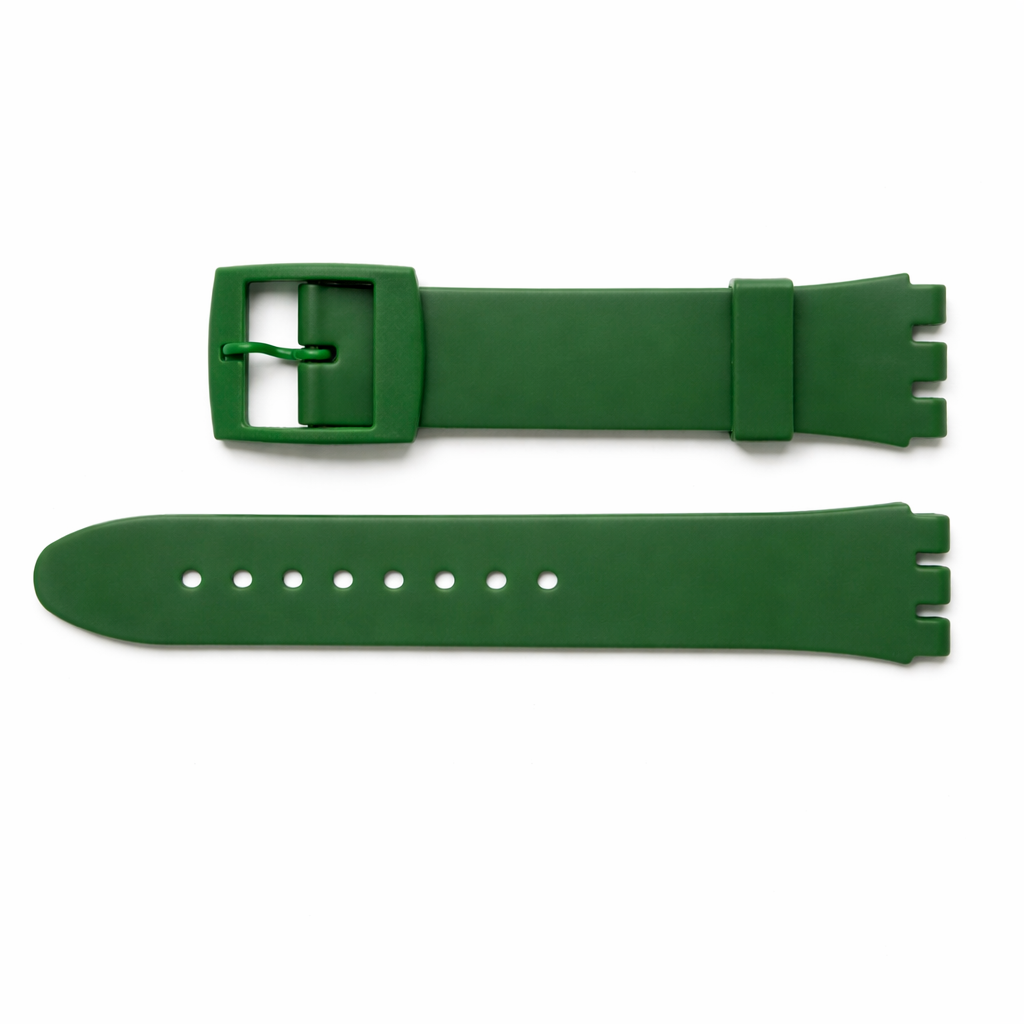 17mm (20mm) Swatch Compatible Dark Green Replacement Watch Strap