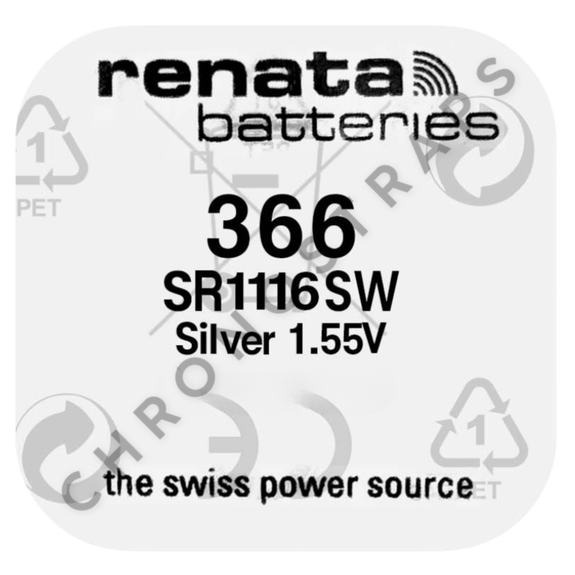 Renata 366 / SR1116SW Swiss Made Silver Oxide Watch Battery