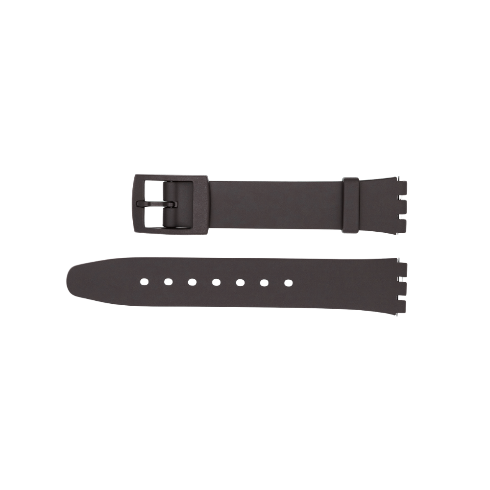 Swatch Skin Compatible 16mm (19mm) Black Replacement Watch Strap with Pins