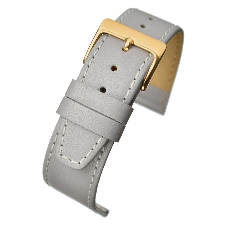 20mm Grey Plain Stitched Leather Watch Strap Fits Most Watches