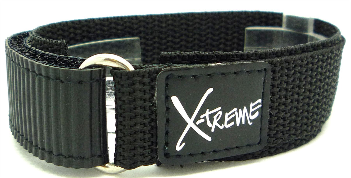 X-Treme 16mm Hook & Loop Nylon Watch Strap - Black | Chrono Straps UK