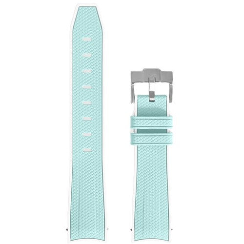 20mm Blue/White Silicone Curved End Watch Strap | Chrono Straps UK