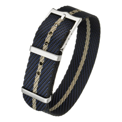 20mm Black/Blue/Grey Nylon\Woven Military Watch Strap | Chrono Straps UK