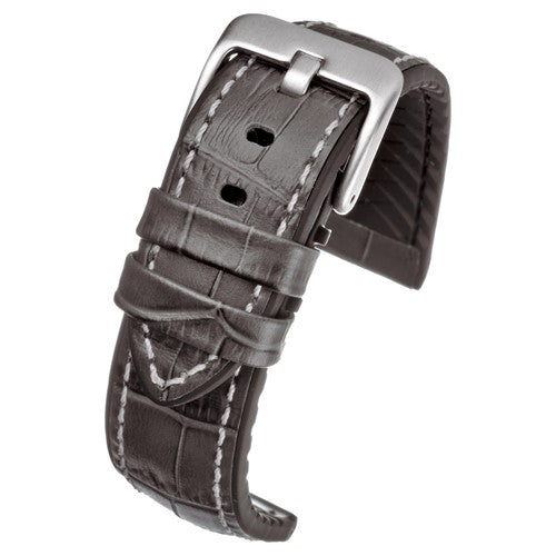 20mm Grey Leather/Silicone Premium Watch Strap | Chrono Straps UK