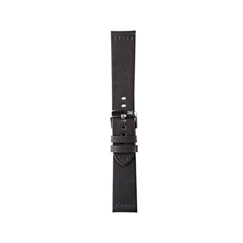 20mm Morellato Black Leather Watch Strap | Chrono Straps UK