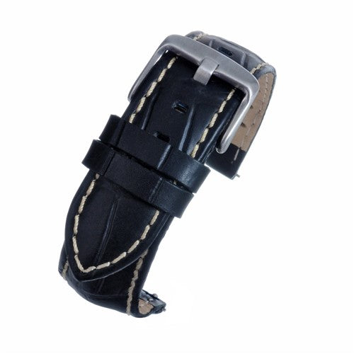 18mm Black Leather Premium Watch Strap | Chrono Straps UK