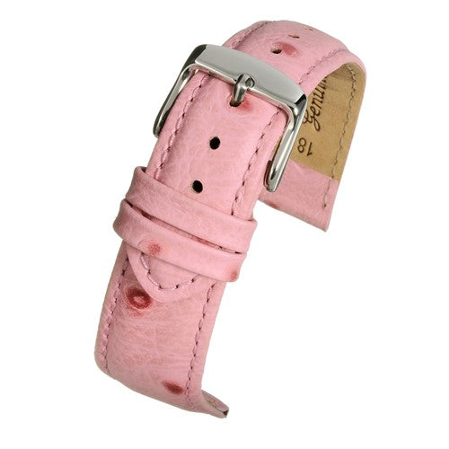 16mm Pink Leather Essential Watch Strap | Chrono Straps UK