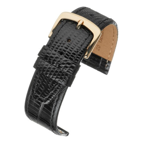 22mm Black Leather Essential Watch Strap | Chrono Straps UK