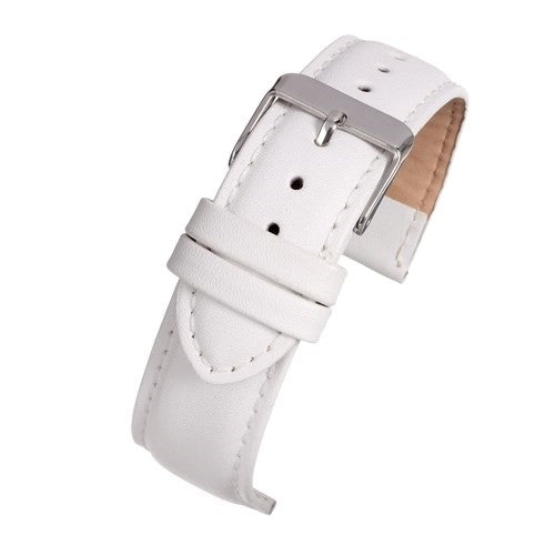22mm White Leather Budget Watch Strap | Chrono Straps UK