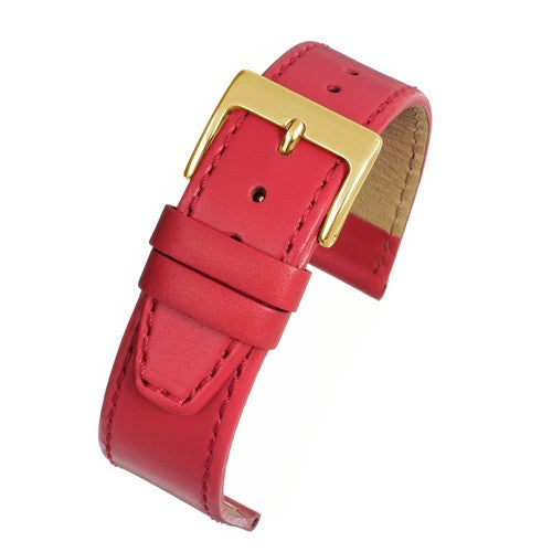 20mm Red Leather Essential Watch Strap | Chrono Straps UK