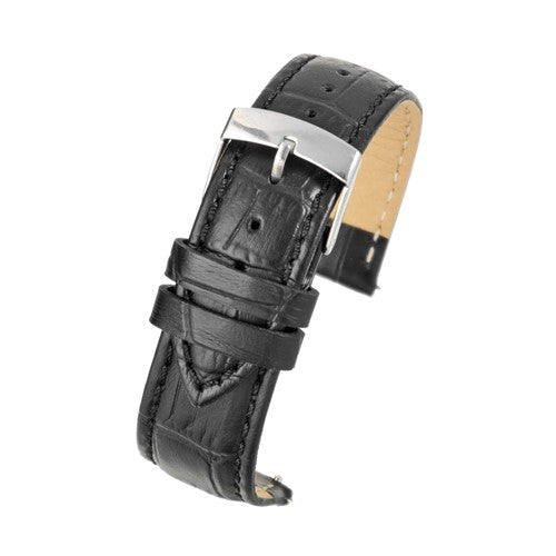 20mm Black Leather Quick Release Watch Strap | Chrono Straps UK