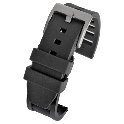 22mm Black Rubber\Resin Quick Release Watch Strap | Chrono Straps UK