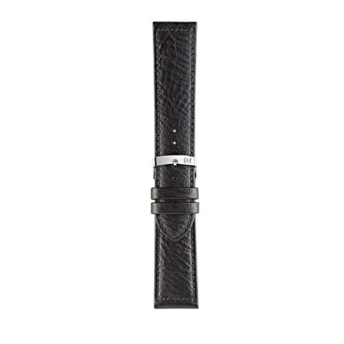 24mm Morellato Black Leather Watch Strap | Chrono Straps UK