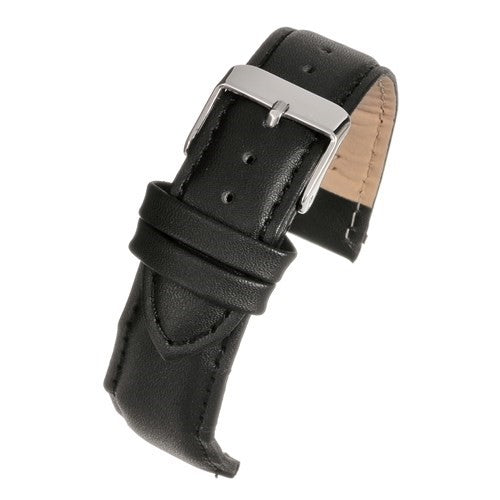 26mm Black Leather Budget Watch Strap | Chrono Straps UK