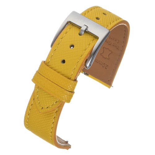 20mm Yellow Leather Quick Release Watch Strap | Chrono Straps UK
