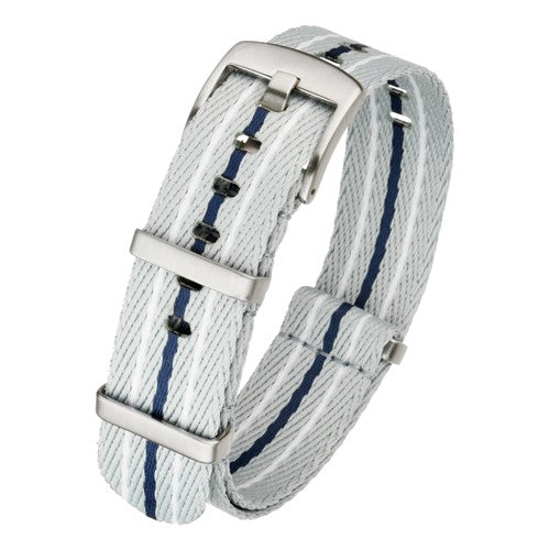 20mm Grey/Blue Nylon\Woven Military Watch Strap | Chrono Straps UK