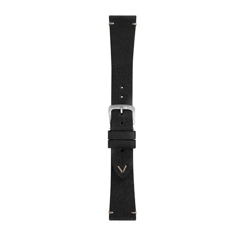 18mm Morellato Black Leather Watch Strap | Chrono Straps UK