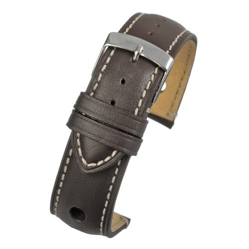 22mm Brown Leather Premium Watch Strap | Chrono Straps UK