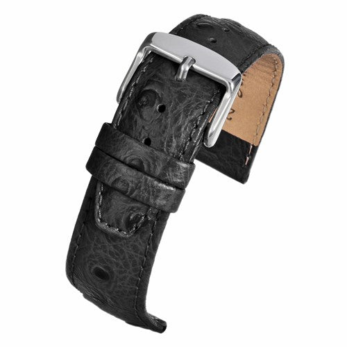 22mm Black Leather Essential Watch Strap | Chrono Straps UK