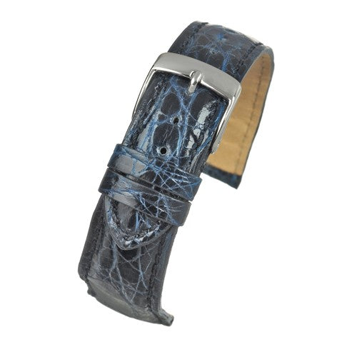 18mm Blue Genuine Crocodile Exotic Leather Watch Strap | Chrono Straps UK