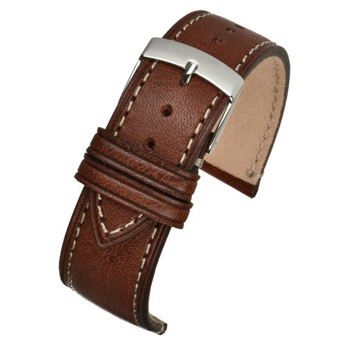 22mm Brown Leather Hand-made Watch Strap | Chrono Straps UK