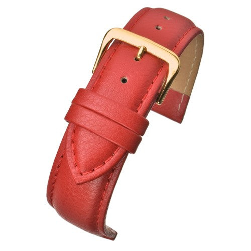 16mm Red Leather Budget Watch Strap | Chrono Straps UK
