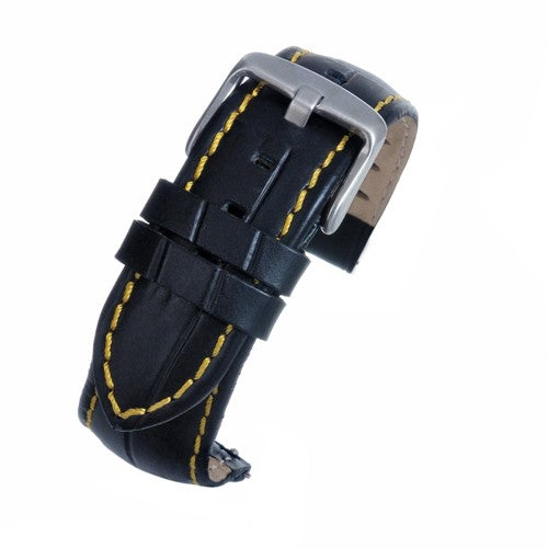 18mm Black Leather Premium Watch Strap | Chrono Straps UK