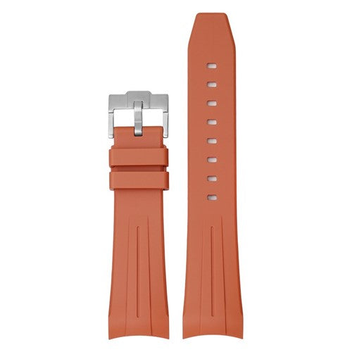 22mm Orange Silicone Curved End Watch Strap | Chrono Straps UK