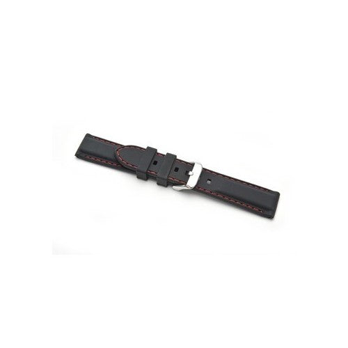 24mm Black Leather Divers / Rubber / Silicone Watch Strap | Chrono Straps UK