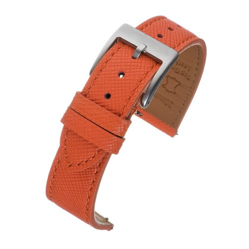 19mm Orange Leather Quick Release Watch Strap | Chrono Straps UK