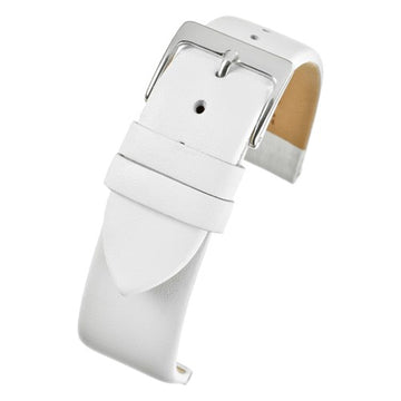 18mm White Leather Short Length Watch Strap | Chrono Straps UK