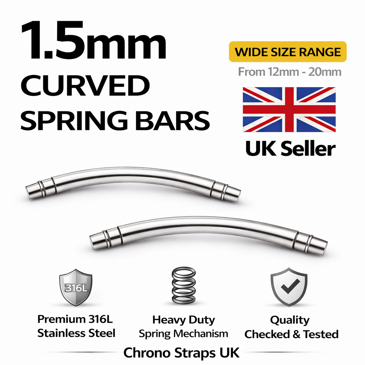 1.5mm x 12mm Curved Spring Bars
