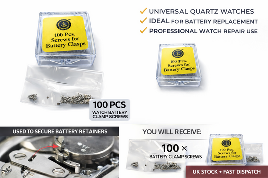 100pcs Watch Battery Clamp Screws – Quartz Watch Repair Parts