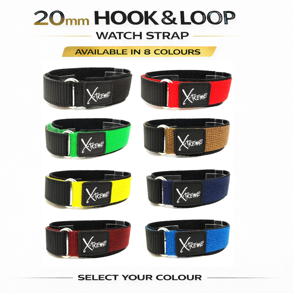 X-Treme 20mm Hook & Loop Nylon Watch Strap - Black | Chrono Straps UK