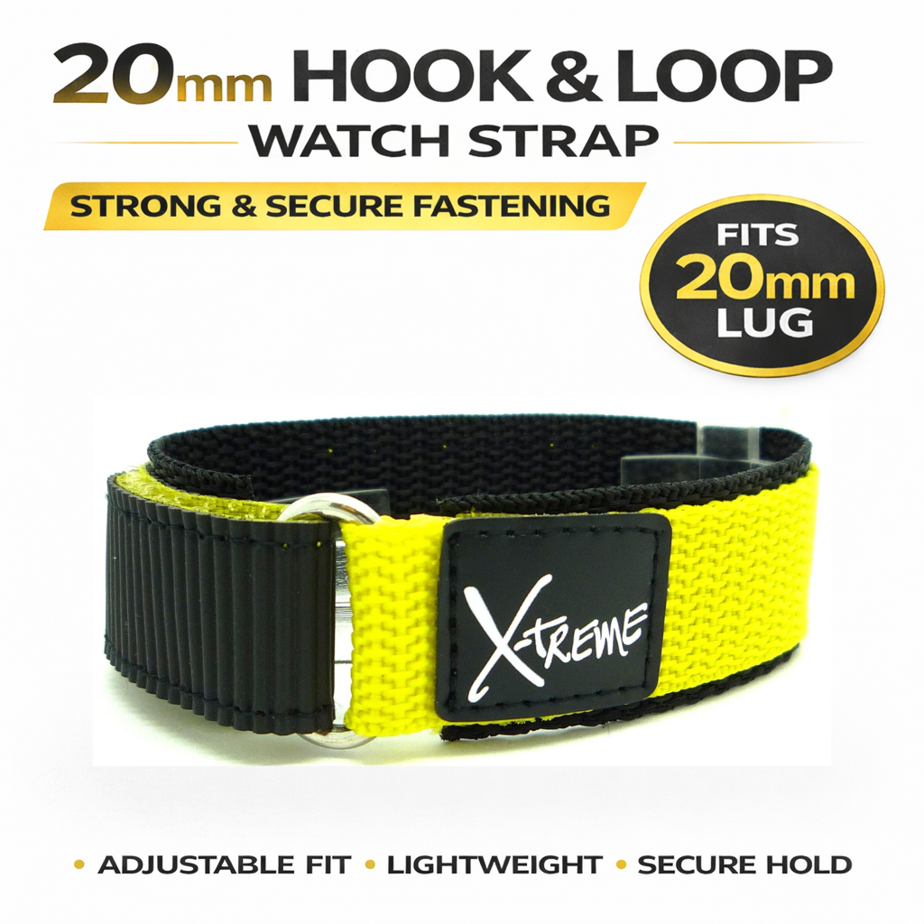 X-Treme 20mm Hook & Loop Nylon Watch Strap - Yellow | Chrono Straps UK