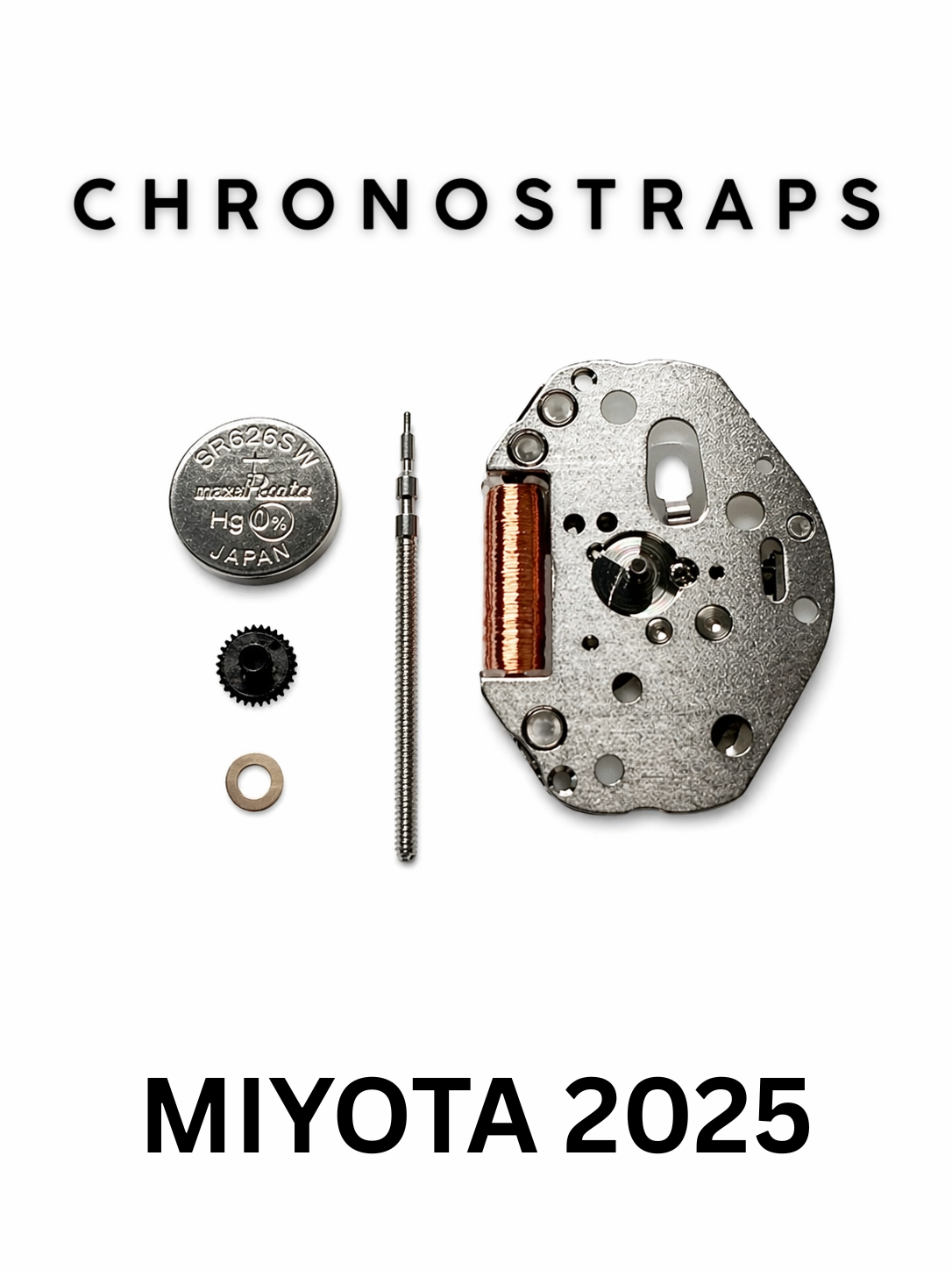 Miyota 2025 quartz watch movement with stem, Japan made replacement movement