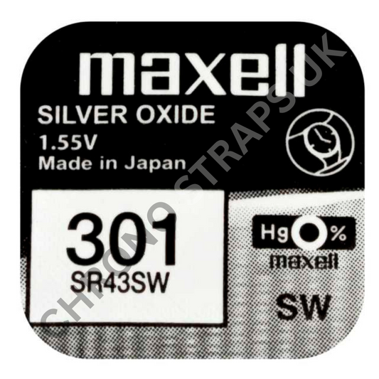Maxell 301 / SR43SW Silver Oxide Watch Battery | Chrono Straps UK