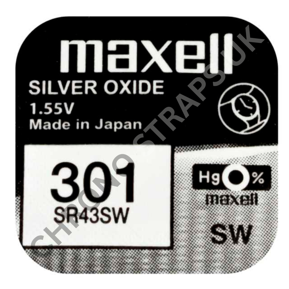Maxell 301 / SR43SW Silver Oxide Watch Battery | Chrono Straps UK