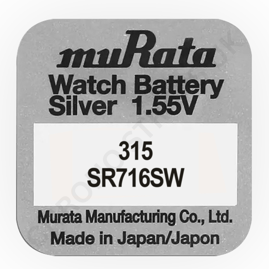 Murata 315 / SR716SW Silver Oxide Watch Battery | Chrono Straps UK