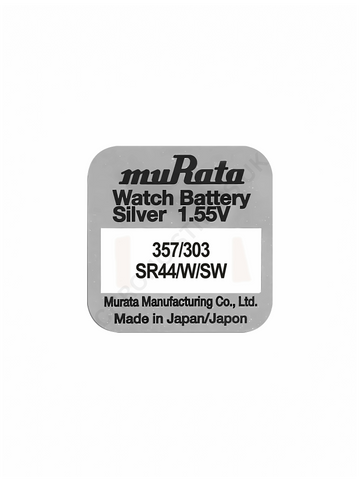 Murata 357 / / 303 / SR44W / SR44SW Silver Oxide Watch Battery | Chrono Straps UK
