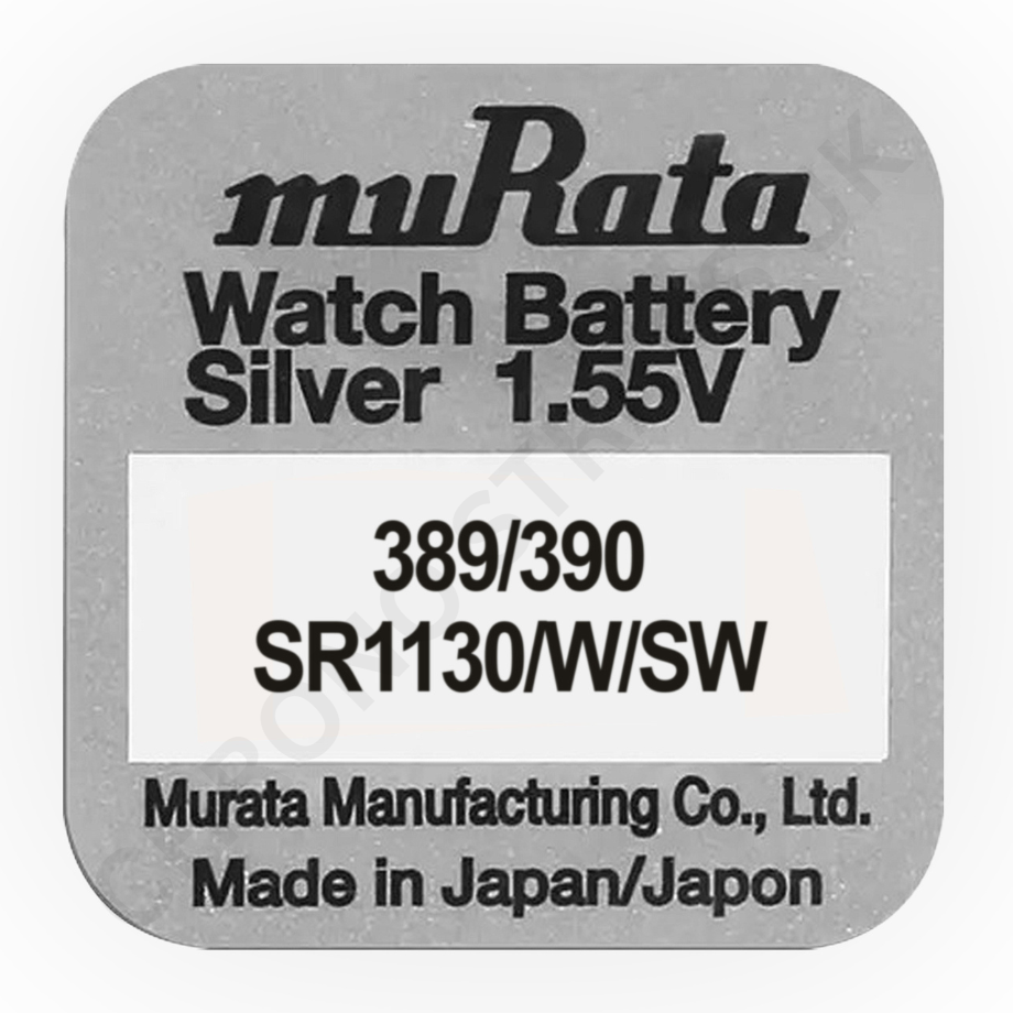Murata 389 / 390 / SR1130W / SR1130SW Silver Oxide Watch Battery | Chrono Straps UK