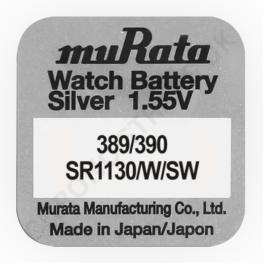 Murata 389 / 390 / SR1130W / SR1130SW Silver Oxide Watch Battery | Chrono Straps UK