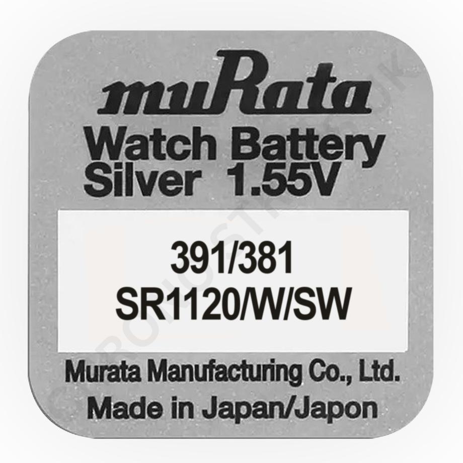 Murata 391 / 381 / SR1120W / SR1120SW Silver Oxide Watch Battery | Chrono Straps UK