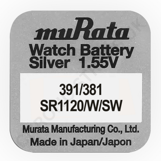 Murata 391 / 381 / SR1120W / SR1120SW Silver Oxide Watch Battery | Chrono Straps UK
