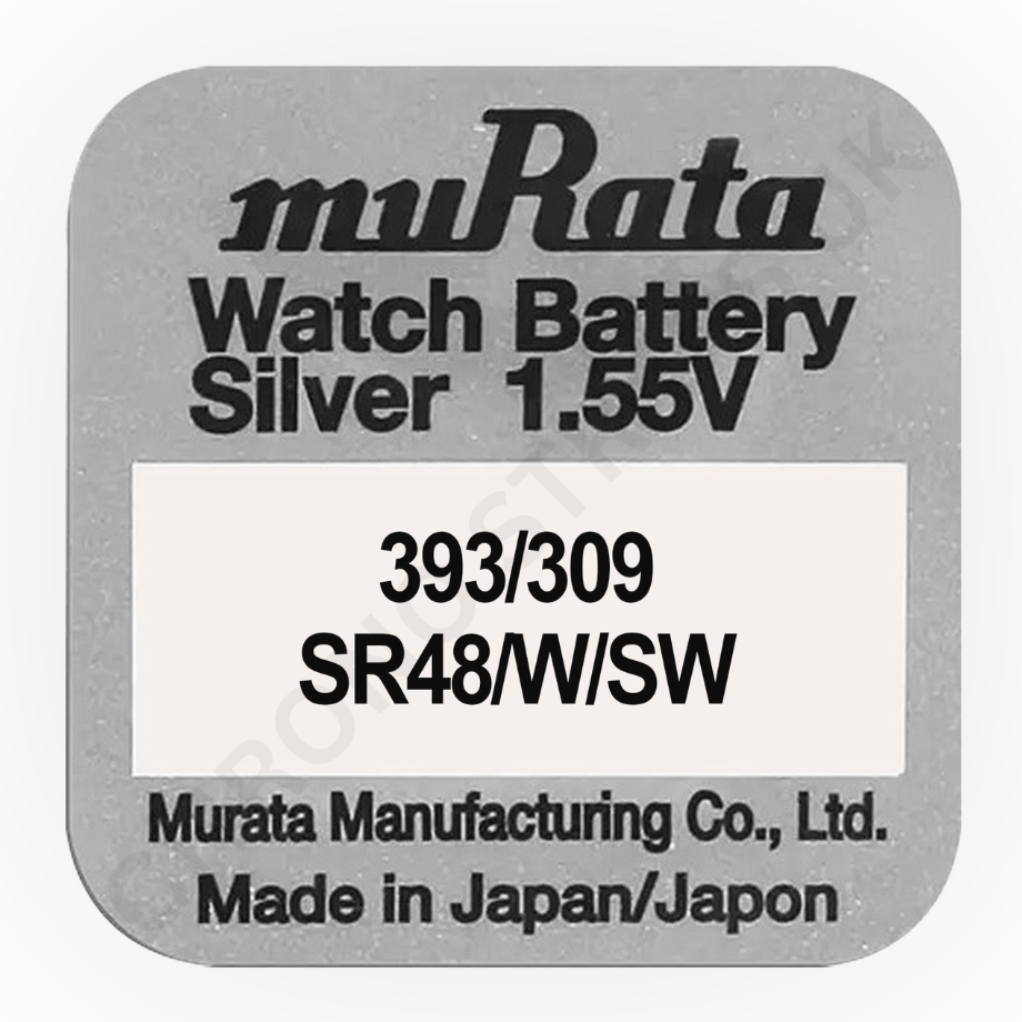 Murata 393 / 309 / SR48W / SR48SW Silver Oxide Watch Battery | Chrono Straps UK